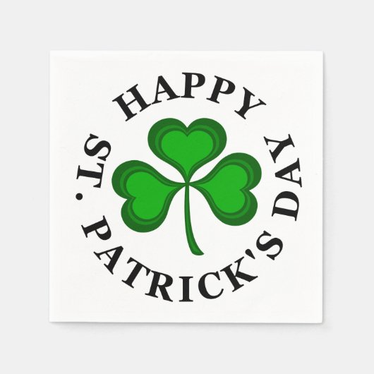 HAPPY ST. PATRICK'S DAY Tekst groene klaver Shamro Servetten (Voorkant)