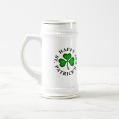 HAPPY ST. PATRICK'S DAY Tekst met groene Shamrock Bierpul (Links)