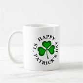 HAPPY ST. PATRICK'S DAY Tekst met groene Shamrock Koffiemok (Links)