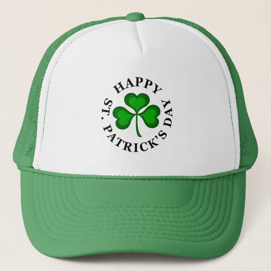HAPPY ST. PATRICK'S DAY Tekst met groene Shamrock Trucker Pet (Voorkant)