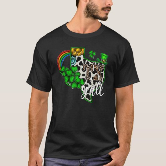 Happy St. Patrick's day Texas Y'all Cowhide Lucky  T-shirt (Voorkant)