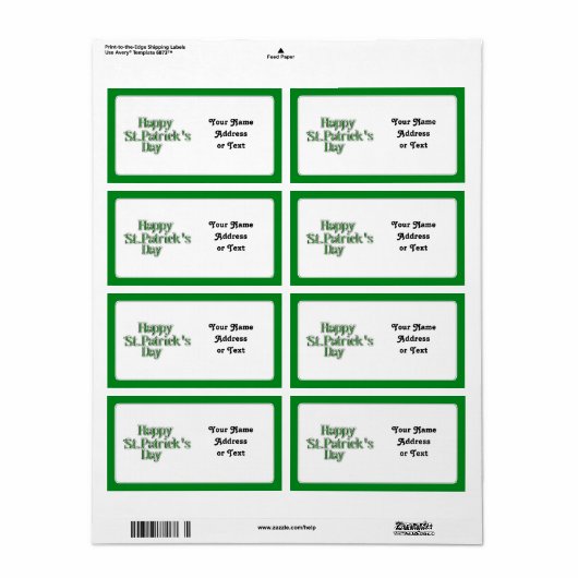 Happy St Patrick's Day Text Afbeelding Etiket (Full Sheet)