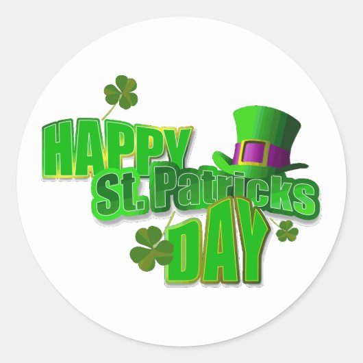 Happy St. Patrick's Day Text Ronde Sticker (Voorkant)