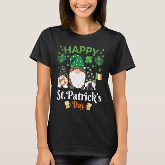 Happy St Patrick's Day Three Gnome Irish Flag Sham T-shirt (Voorkant)
