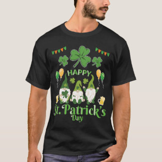 Happy St Patrick's Day Three Gnome Irish Flag Sham T-shirt