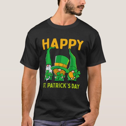 Happy St Patrick's Day Three Gnome Irish Shamrock T-shirt (Voorkant)