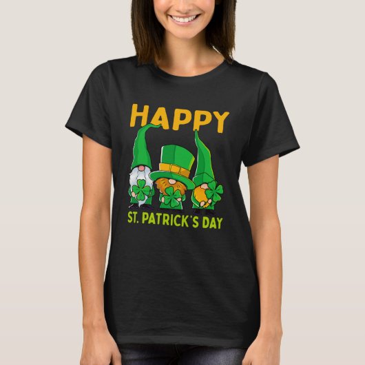 Happy St Patrick's Day Three Gnome Irish Shamrock T-shirt (Voorkant)
