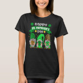 Happy St Patricks Day Three Gnome Shamrock Leopard T-shirt (Voorkant)