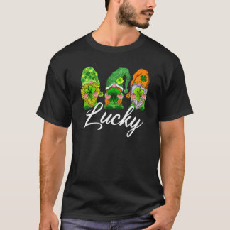 Happy St Patrick's Day Three Gnomes Lucky Green Sh T-shirt