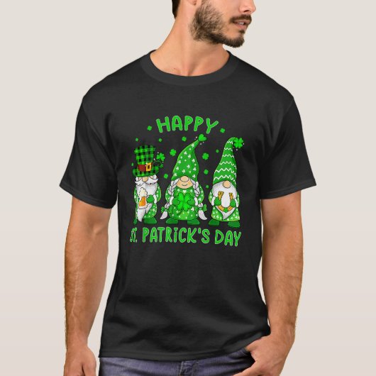Happy St Patrick's Day Three Gnomes Shamrock Boys  T-shirt (Voorkant)