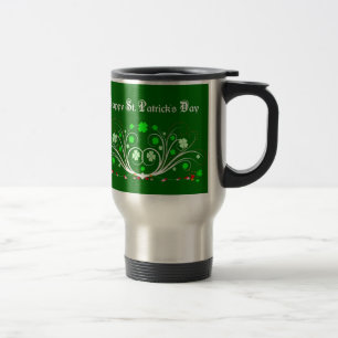 Happy St. Patricks Day Travel Mug - Celtic Scrolls Reisbeker