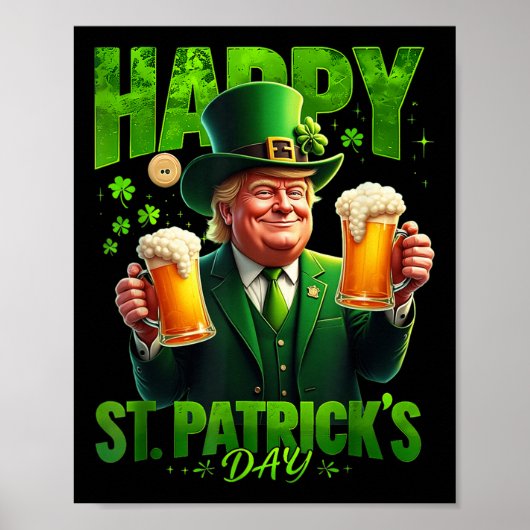 Happy St. Patrick's Day Trump Shamrock Saint Poster (Voorkant)