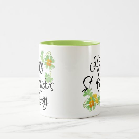 Happy St Patrick's Day Tweekleurige Koffiemok (Center)