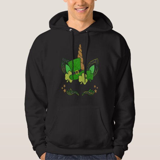 Happy St Patrick's Day  Unicorn Lucky Shamrock Iri Hoodie (Voorkant)