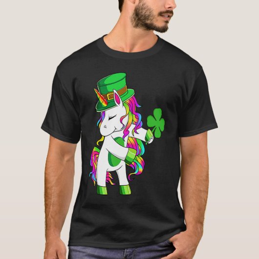 Happy St Patrick's Day Unicorn Lucky Shamrock Iri T-shirt (Voorkant)