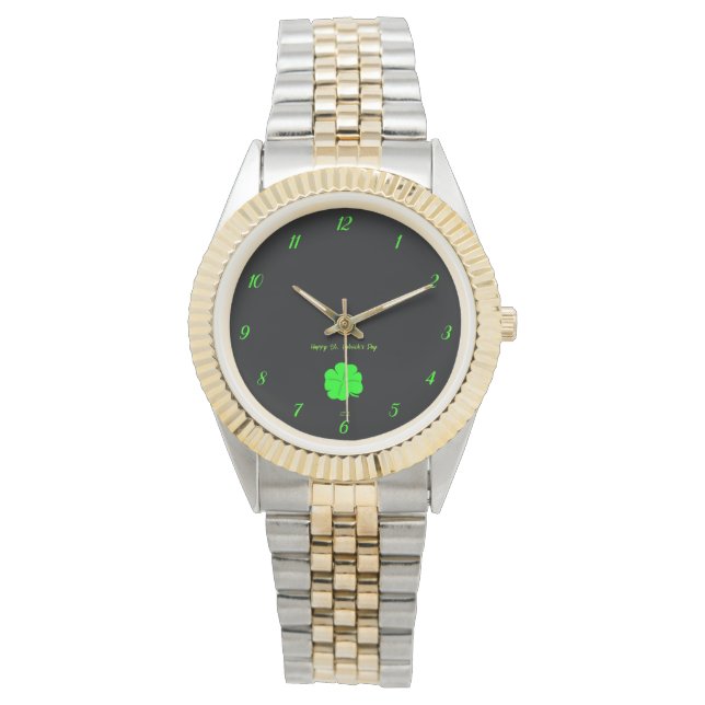 Happy St. Patrick's Day Unisex tweekleurig horloge (Voorkant)