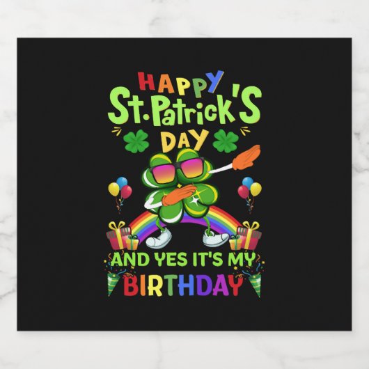 Happy St Patrick's Day Verjaardag Paddy's Day Sparkling Wijnetiket (Enkel label)