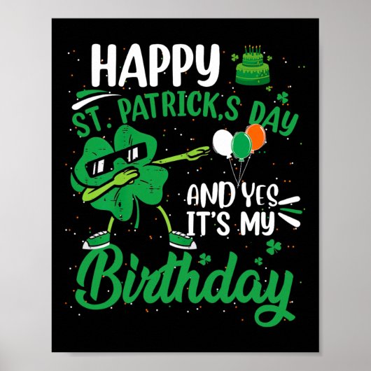 Happy St Patricks Day Verjaardagsfeest Shamrock Da Poster (Voorkant)