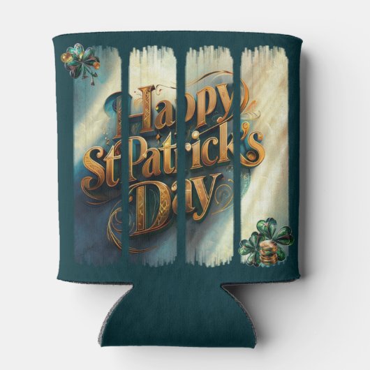 Happy St. Patrick's Day Vertical Brushstroke Blikjeskoeler (Achterkant)