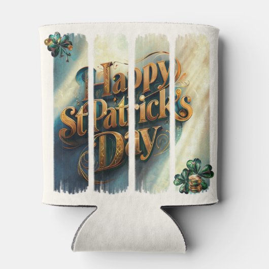 Happy St. Patrick's Day Vertical Brushstroke Blikjeskoeler (Achterkant)