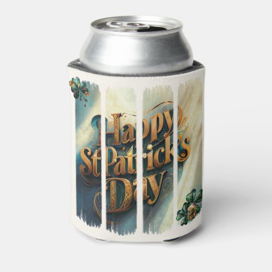 Happy St. Patrick's Day Vertical Brushstroke Blikjeskoeler (Blikje Achterkant)