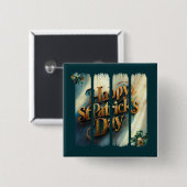 Happy St Patrick's Day Vertical Brushstroke Button (Voorkant /achterkant)
