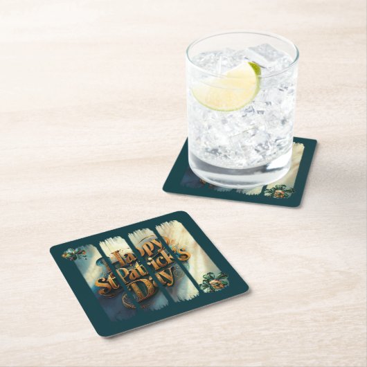 Happy St.Patrick's Day Vertical Brushstroke Kartonnen Onderzetters (Insitu)