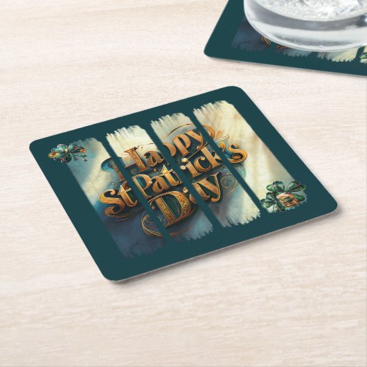 Happy St.Patrick's Day Vertical Brushstroke Kartonnen Onderzetters (Schuin)