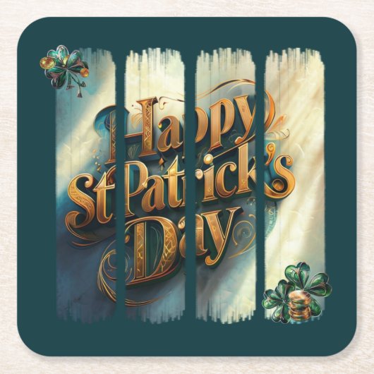 Happy St.Patrick's Day Vertical Brushstroke Kartonnen Onderzetters (Voorkant)