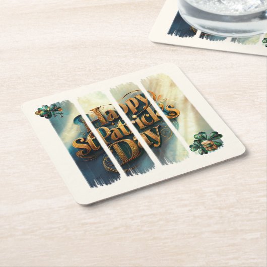 Happy St.Patrick's Day Vertical Brushstroke Kartonnen Onderzetters (Schuin)