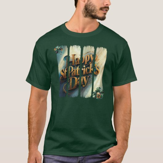 Happy St. Patrick's Day Vertical Brushstroke T-shirt (Voorkant)