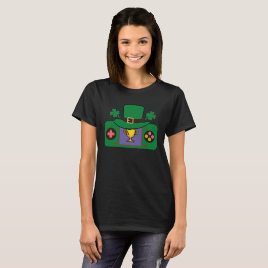 Happy St Patricks Day Video Game Controller Irish T-shirt (Voorkant volledig)