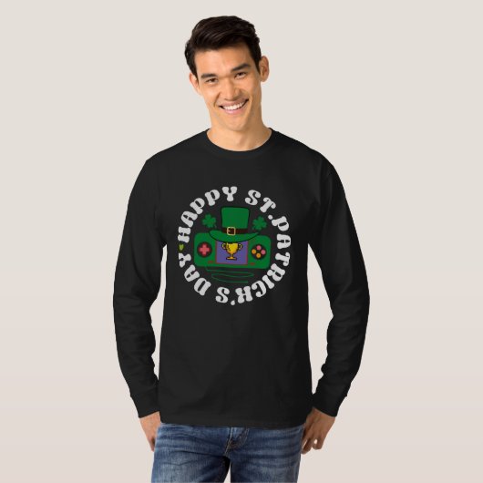 Happy St Patricks Day Video Game Controller Irish  T-shirt (Voorkant volledig)