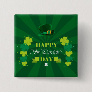 Happy St. Patrick's Day Vierkante Button 5,1 Cm