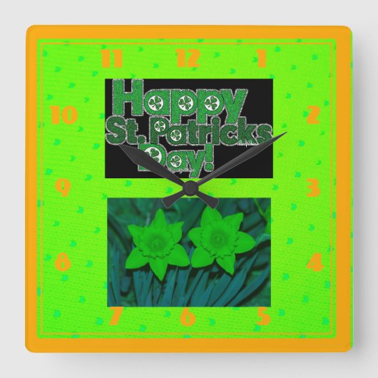 Happy ST.Patrick's Day Vierkante Klok (Voorkant)