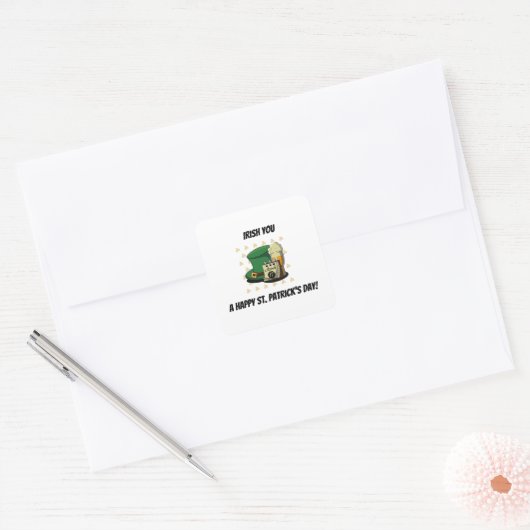 Happy St. Patrick's Day Vierkante Sticker (Envelop)