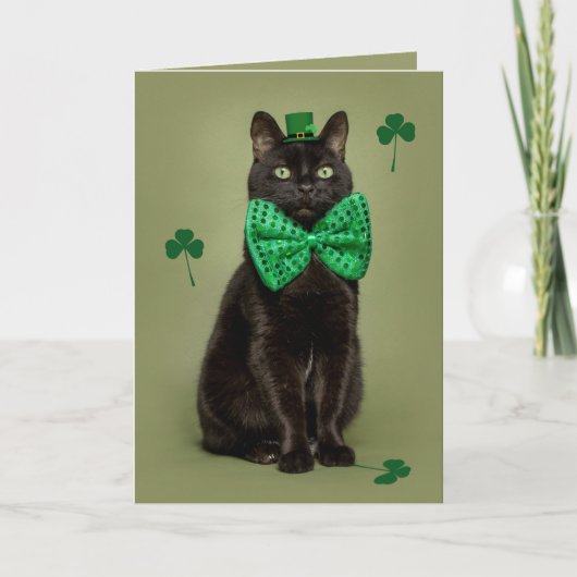 Happy St. Patrick's Day voor iedereen zwarte kat Feestdagen Kaart (Voorkant)