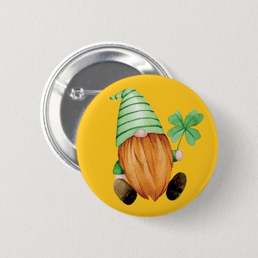 Happy St. Patrick's Day | Waterverf Irish Gnome Ronde Button 5,7 Cm (Voorkant /achterkant)