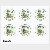 Happy St.Patrick's Day Waterverf Little Irish Boy Ronde Sticker (Vel)