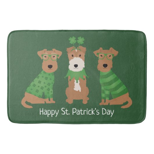 Happy St Patricks Day Welsh Wire Fox Terrier Honde Badmat (Voorkant)
