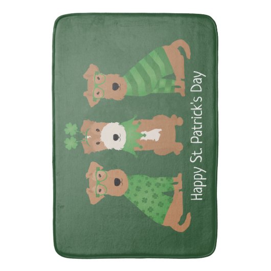 Happy St Patricks Day Welsh Wire Fox Terrier Honde Badmat (Voorkant Verticaal)