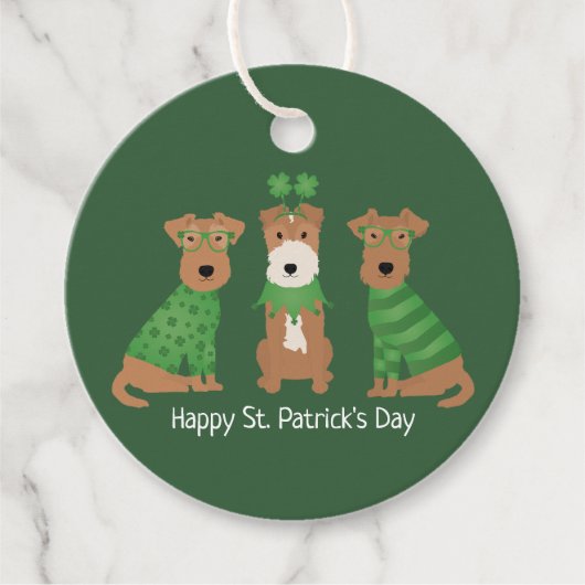 Happy St Patricks Day Welsh Wire Fox Terrier Honde Bedankjes Labels (Voorkant)