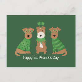 Happy St Patricks Day Welsh Wire Fox Terrier Honde Briefkaart
