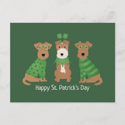 Happy St Patricks Day Welsh Wire Fox Terrier Honde Briefkaart (Voorkant)