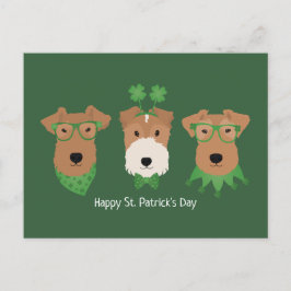 Happy St Patricks Day Welsh Wire Fox Terrier Honde Briefkaart