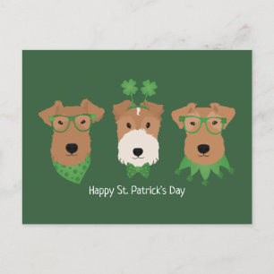 Happy St Patricks Day Welsh Wire Fox Terrier Honde Briefkaart