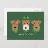 Happy St Patricks Day Welsh Wire Fox Terrier Honde Briefkaart (Voorkant / Achterkant)