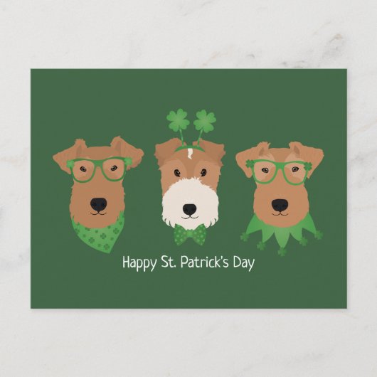 Happy St Patricks Day Welsh Wire Fox Terrier Honde Briefkaart (Voorkant)
