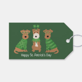 Happy St Patricks Day Welsh Wire Fox Terrier Honde Cadeaulabel