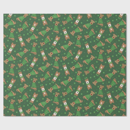 Happy St Patricks Day Welsh Wire Fox Terrier Honde Cadeaupapier (Vlak)